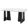 Gulches 63" White+Black Faux Marble Dining Table, MDF & Rubber Wood Legs, 350LBS Capacity, Easy Assembly for Home/Dining Room - 3 of 4