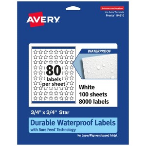 Avery Durable Waterproof Star Labels with Sure Feed, .75" x .75" - 1 of 4