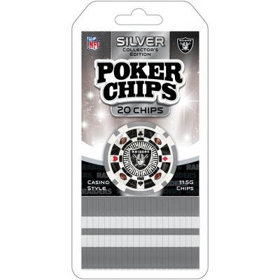 MasterPieces Casino Style 20 Piece 11.5 Gram Poker Chip Set NFL Las Vegas Raiders  Silver Edition
