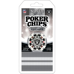 MasterPieces Casino Style 20 Piece 11.5 Gram Poker Chip Set NFL Las Vegas Raiders  Silver Edition. - 1 of 3