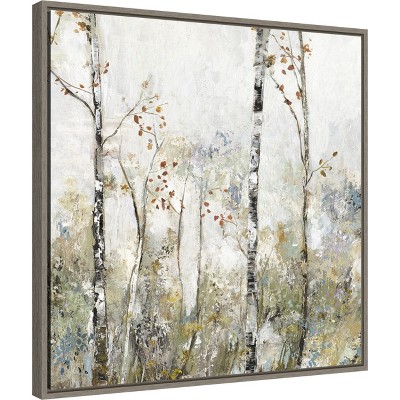 Soft Birch Forest II Earth Tones Canvas Wall Art 22x22