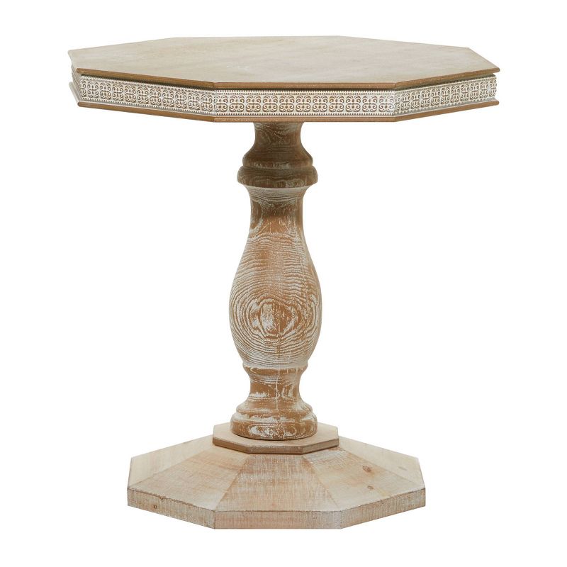 Farmhouse Whitewashed Wood Accent Table Brown - Olivia &#38; May, 6 of 9