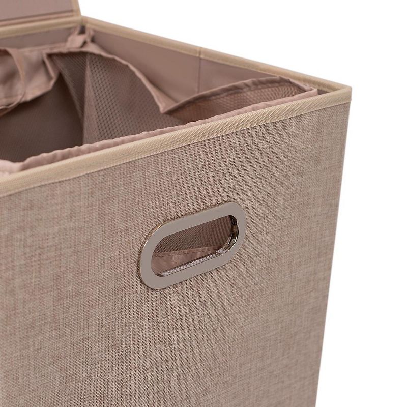 BirdRock HomeSingle Laundry Hamper with Lid and Removable Liner - Cream, 5 of 8