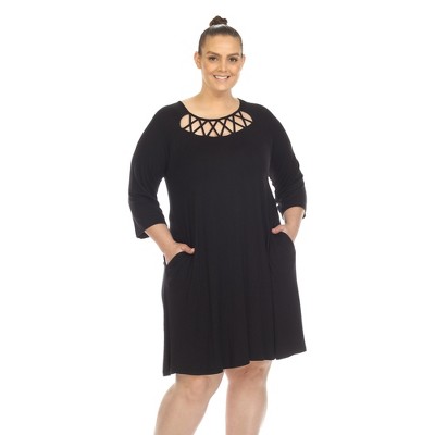 Plus Size Criss Cross Neckline Swing Dress : Target