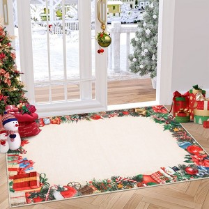 Indoor Christmas Rug Washable Soft Non Slip Holiday Decorative Throw Carpet for Living Room - 1 of 4