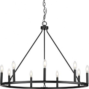 Progress Lighting Gilliam 9-Light Chandelier, Matte Black, Steel, Classic Form, 35.5" Diameter, 26.5" Height - 1 of 1