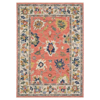 Oriental Weavers Lucca 2889B Salmon Pink / Multi Indoor Area Rug - 3'3" x 5'