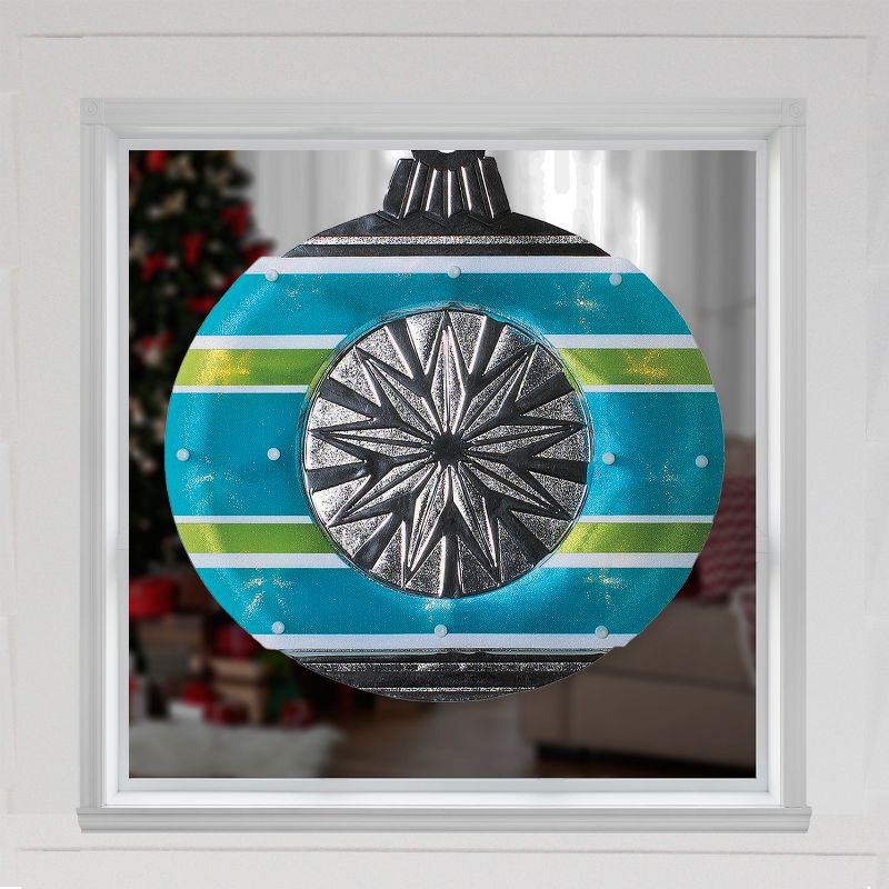 Impact Innovations 15.5" Blue and Green Lighted Christmas Ornament Window Silhouette, 3 of 4
