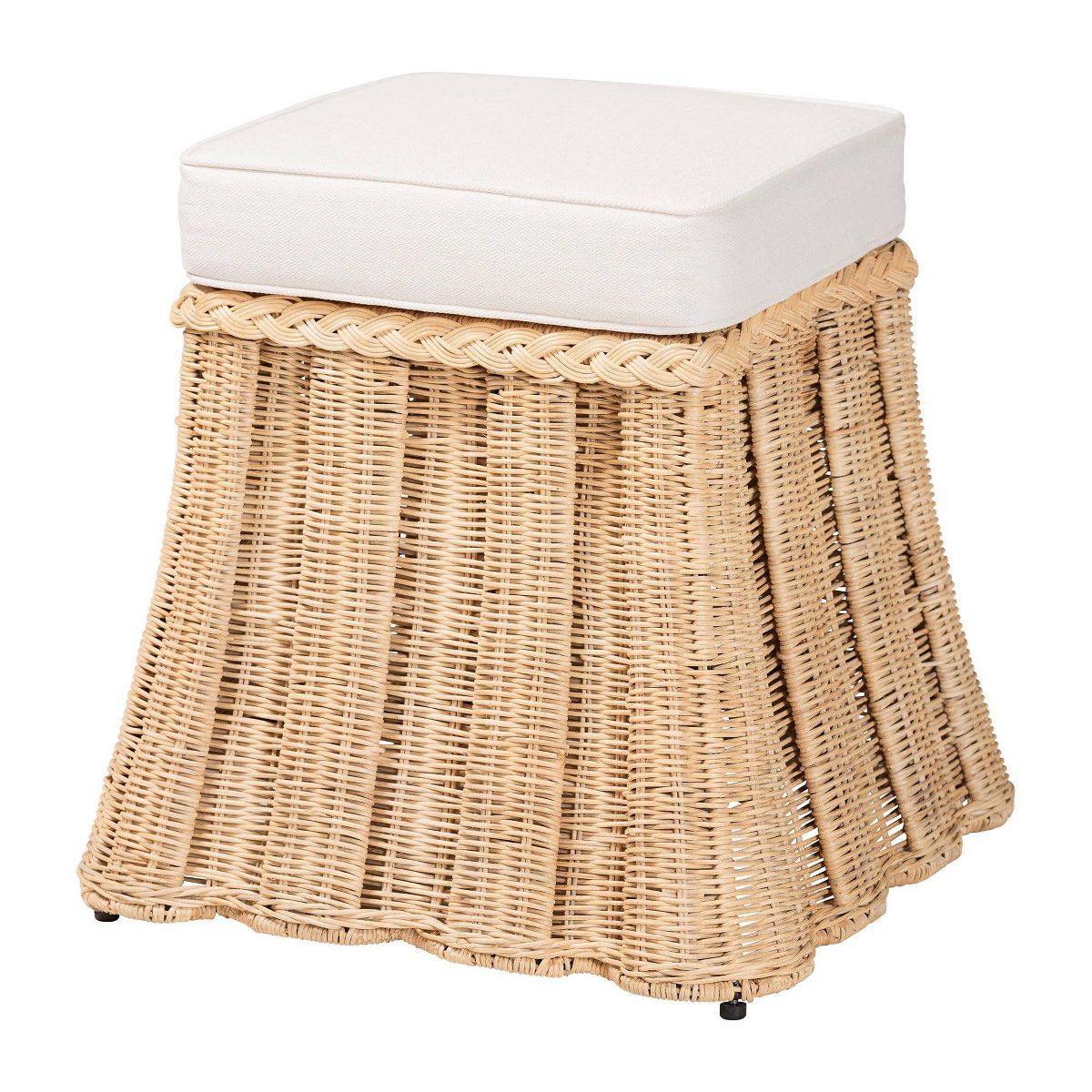 bali & pari Rotem Natural Rattan Small Ottoman with Cushion Natural Brown - thumbnail 6