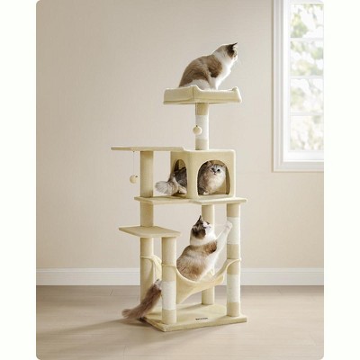 Feandrea 56.3'' Beige Multi-Level Cat Tree with Sisal Posts
