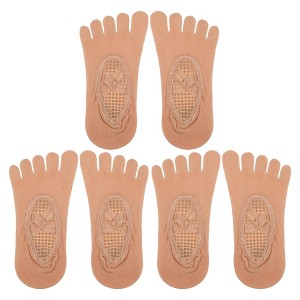 Unique Bargains Non-Slip Yoga Socks Five Toe Socks Pilates Barre for Women with Grips - 1 of 4