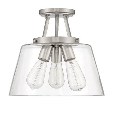 Savoy House Calhoun 3 - Light Semi-Flush Mount in  Satin Nickel