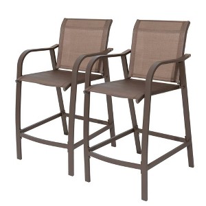 2pc Outdoor Counter Height Bar Stools: UV-Resistant Aluminum Frame - Crestlive Products - 1 of 4