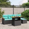 vidaXL 6 Piece Patio Sofa Set with Cushions Black Poly Rattan - Black without storage - 2 of 4