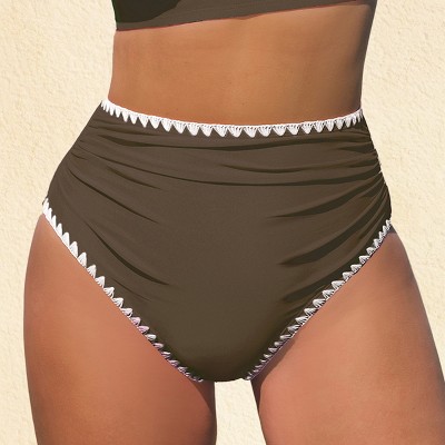 Women's Chic Olive High-Waisted Wrap Bikini Bottom - Cupshe
