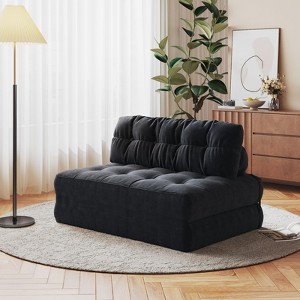 Folding Single Sofa/Loveseat, Futon Sofa Bed, Convertible Sleeper Chair with Pillow Foldable Mattress Back Support, Portable Fold Out Couch - 1 of 4