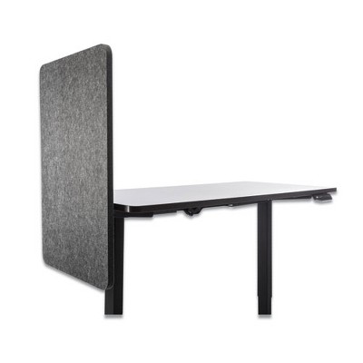 Adjustable Height Black Desk Screen with Ash Polyester Privacy Partition