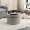 Round Storage Ottoman Bench, Upholstered Circle Ottoman with Reversible Lid for Living Room or Bedroom – Cuddlewood - 3 of 4