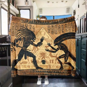 Cozy All-Season Flannel Throw Blanket with Pyramid Alien Battle Design - Perfect for Car Naps & Outdoor Leisure, Christmas Gifts - 1 of 4