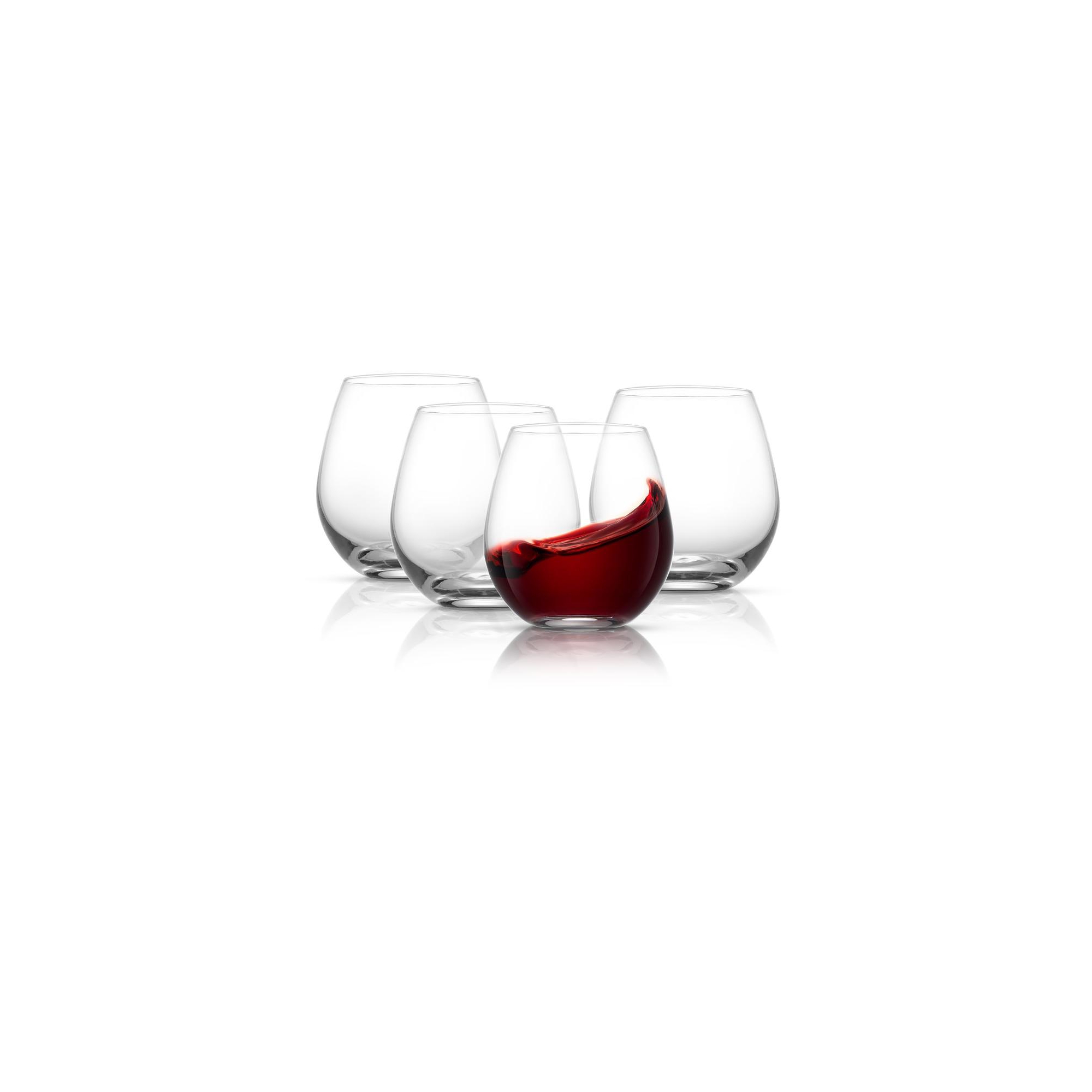 JoyJolt Spirits Stemless Wine Glasses for White or Red Wine - Set of 4 -15-Ounces