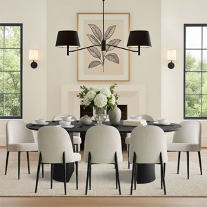 9-Piece Extendable Dining Table Set for 8,Black Kitchen Table with Upholstered Chairs,Adjustable Table for Small to Large Dining Spaces-Tanpinhause - 1 of 4