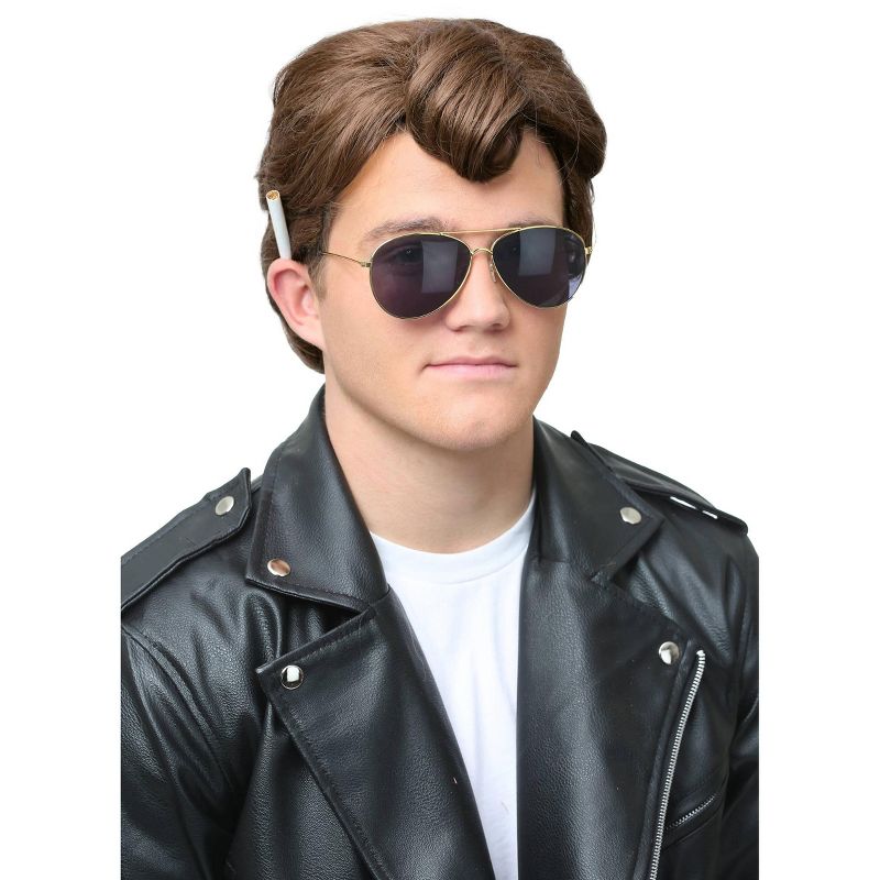HalloweenCostumes.com One Size Fits Most  Men  Grease Men's Kenickie Wig, Brown, 1 of 3