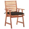 vidaXL 2X Solid Acacia Wood Patio Dining Chairs with Cushions Garden Outdoor Lawn Terrace Balcony Wooden Seat - 2 of 4