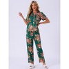 cheibear Women's Silky Short Sleeves Sleepshirt with Pants Sleepwear Pajama Set 2 Pcs - 3 of 4