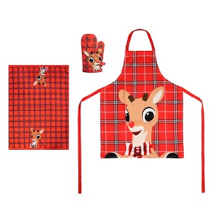 Rudolph 3-Piece Apron, Towel & Mitt Set - 1 of 4