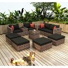Whisen 5-Piece PE Wicker Patio Conversation Sofa Set with Cushion - 2 of 4