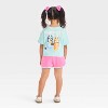 Toddler Girls' 2pc Bluey Short Sleeve T-Shirt and Shorts Set - Blue/Pink - 2 of 4