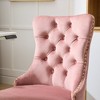 Ridstar Modern Velvet Upholstered Adjustable Swivel Home Office Chair with Gold Metal Base-Pink - 3 of 4