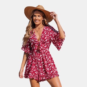 Women's Breezy Floral Beach Romper - Cupshe - 1 of 4