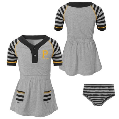 Striped Gray Infant/Toddler Dress - 3T 