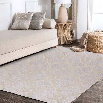 Gray Geometric Synthetic Reversible 5x8 Area Rug