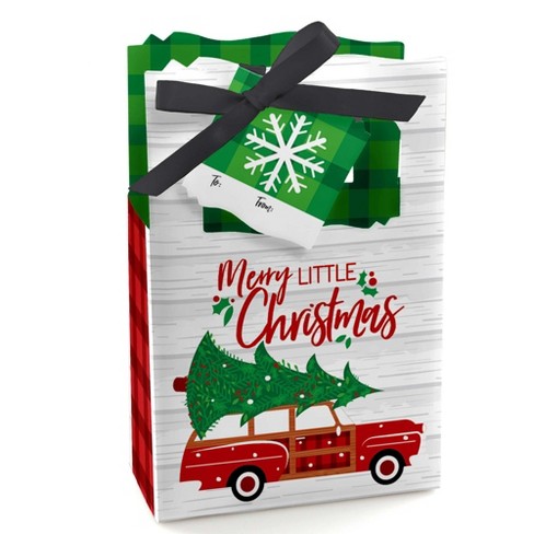 Christmas Gift Bags, Truck with Tree Design, Coordinating Tissue Paper