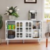 Syemin Decorative Storage Cabinet with Four Glass Door Sideboard, Modern Buffet Cabin for Living Room, Dining Room, - 2 of 4
