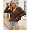 Coolmee Womens Drawstring V Neck Tops Dressy Causal Ruffle Long Sleeve Business Work Blouses Loose Fit Shirts - 3 of 4