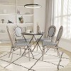 Emma & Oliver Massalia Set of Four Indoor/Outdoor Stacking Thonet Bistro Style Chairs with Textilene Seat and Bamboo Finished Metal Frame - 2 of 4
