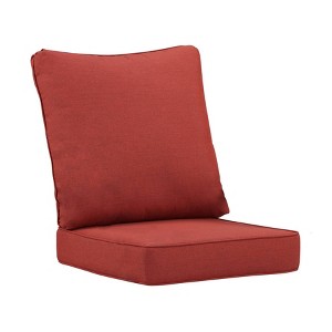 Oakland Living 2pc Deep Seating Outdoor Cushion Set with Ties Red: Polyester, High-Density Foam, Removable Zippered Cover - 1 of 4