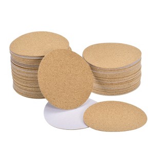 Unique Bargains Thickened Cork Self-Adhesive Round Coasters for Tableware - 1 of 4