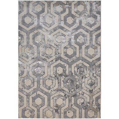 Micah Modern Distressed Gray/Taupe/Silver Area Rug