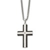 Black Bow Jewelry Stainless Steel, Black Plated & CZ Brushed Cross Necklace, 22 Inch - 2 of 4