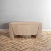 Royal Hampton 35 Inch Round Drum Coffee Table with 3-Leg Base, Sandblasted Mango Wood - 3 of 4