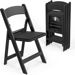 VINGLI Resin Folding Chairs with Cushion, Foldable Plastic Chair with Comfortable Padded Seats, Perfect for Event Party Indoor Outdoor, Black, 4 PC - 1 of 4