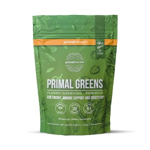 Primal Harvest Super Greens Powder, w/+50 Greens Superfood Chlorella, Probiotics, Green Tea, Wheatgrass, Kale, Turmeric for Energy - 1 of 4
