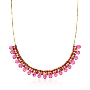 Ross-Simons 16.00 ct. t.w. Pink Topaz and 9.00 ct. t.w. Garnet Necklace in 18kt Gold Over Sterling Size 18 - 1 of 4