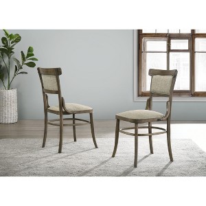 Bistro Set of 2 Vintage Walnut 19" Wide Contemporary Fabric Dining Chair with Cushion - 1 of 4