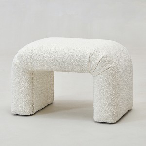 KINWELL 28" Wide Arched Bridge Boucle Upholstered Footstool Ottoman - 1 of 4