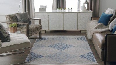 Elysian Gray Geometric 4' x 6' Synthetic Reversible Rug